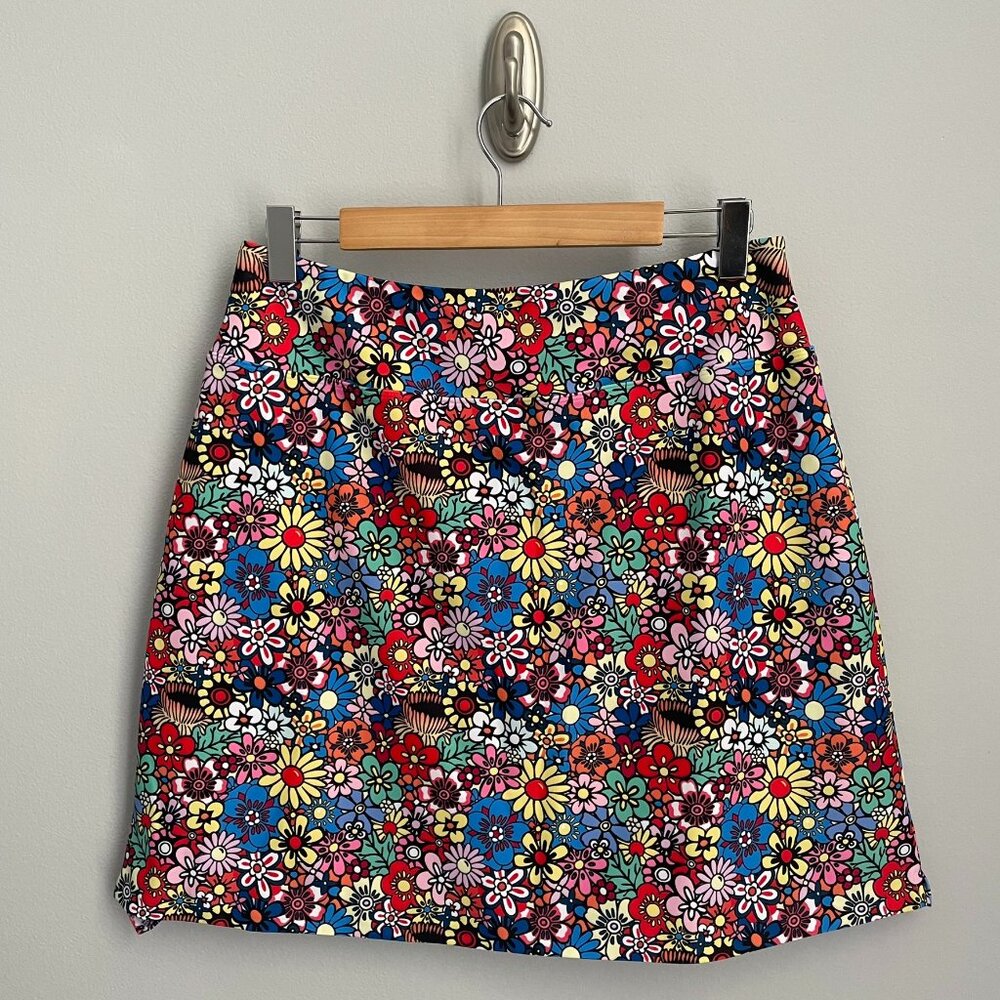 Loukeith Women’s Skort XL Colorful Flower Extra Large Golf Festival Skirt 70’s